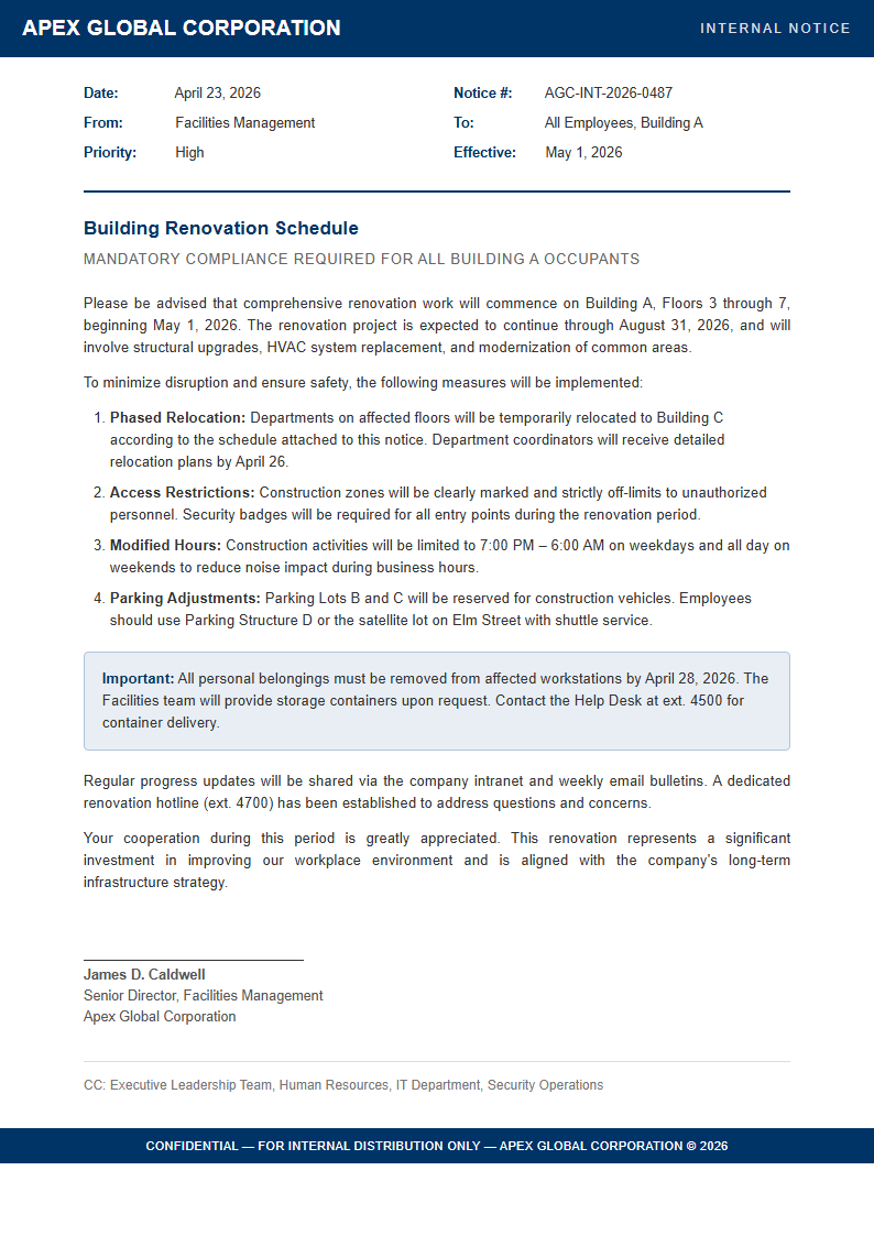 Corporate Standard Notice